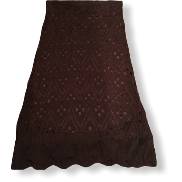 Lapis Dresses & Skirts - NWT Lapis Sweater knit crochet brown skirt M